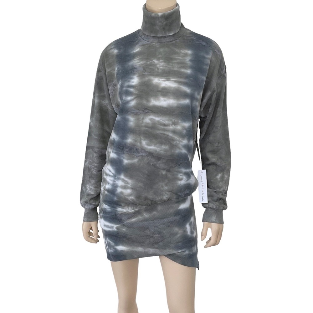Young Fabulous & Broke Dress Women XS Sweatshirt Long Sleeve Tie Dye Blue NWT